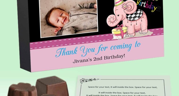Customised baby elephant printed birthday return gift