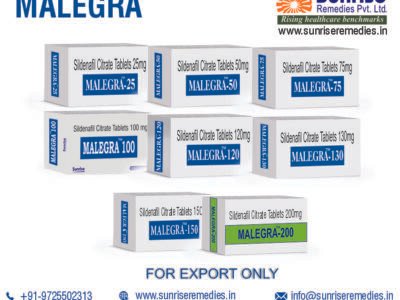 Malegra Products Manufacturer and Exporter at Sunrise Remedies