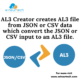 JSON to AL3 / DAT File Creator Details