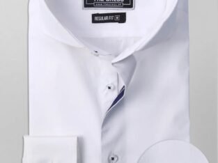 WHITE WITH BLUE SEMI FORMAL SHIRT