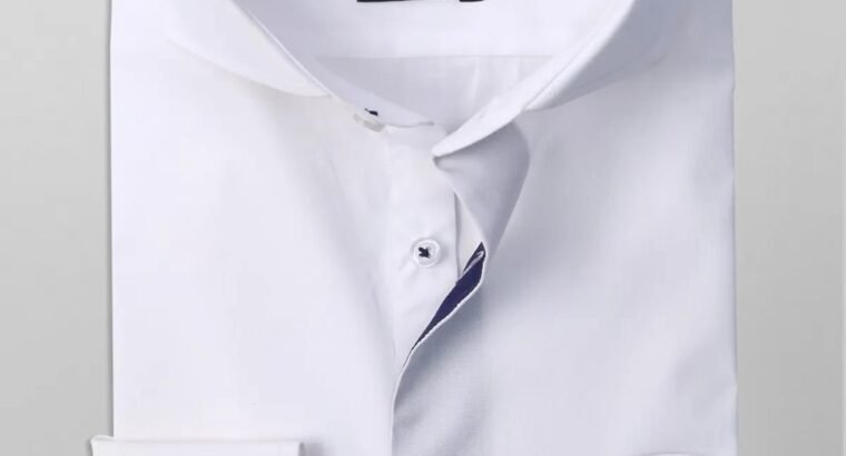 WHITE WITH BLUE SEMI FORMAL SHIRT