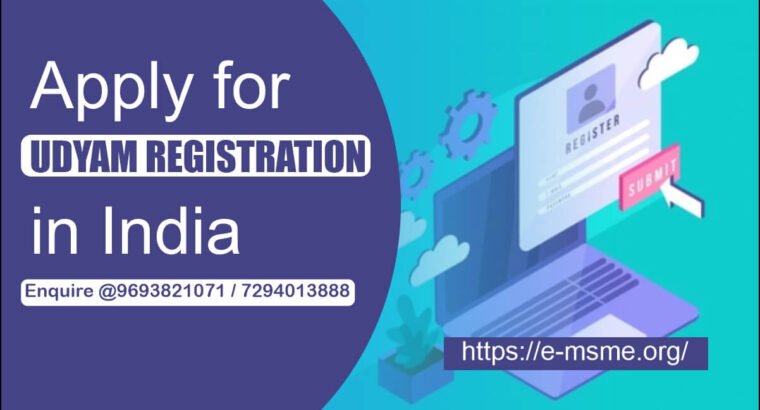 Apply for udyam registration in India @9693821071 & 7294013888